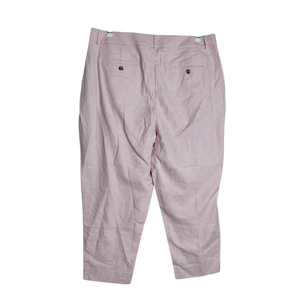 Banana Republic Pink Linen Blend Pleated Tapered Pants Size 20